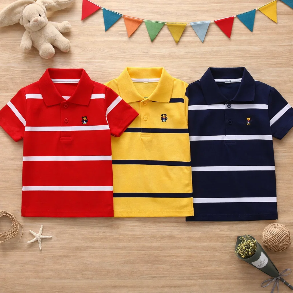 TMF-534 POLO T SHIRT Combo 3pcs-(red/yellow/navy)