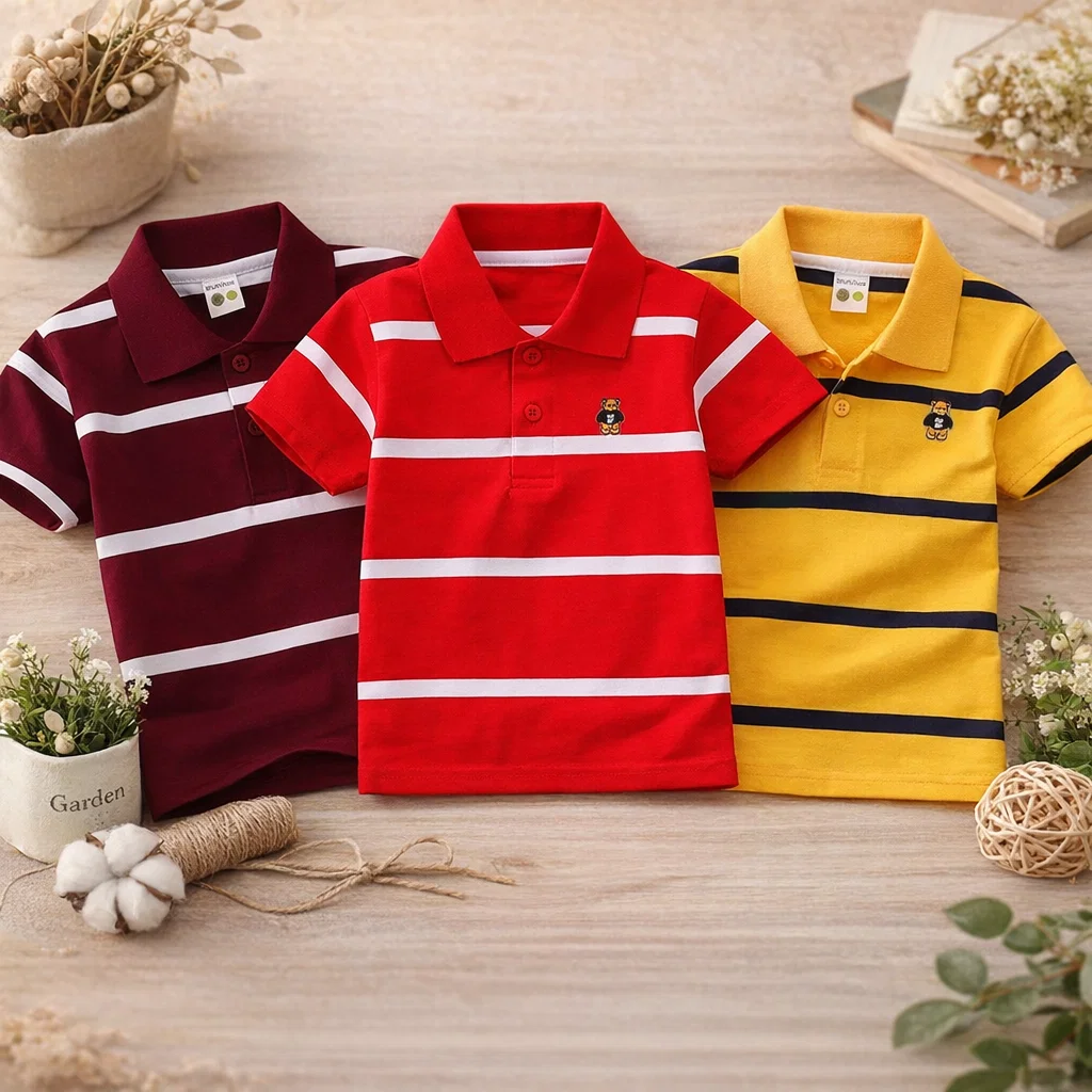 TMF-553 POLO T SHIRT Combo 3pcs-(maroon/red/yellow)