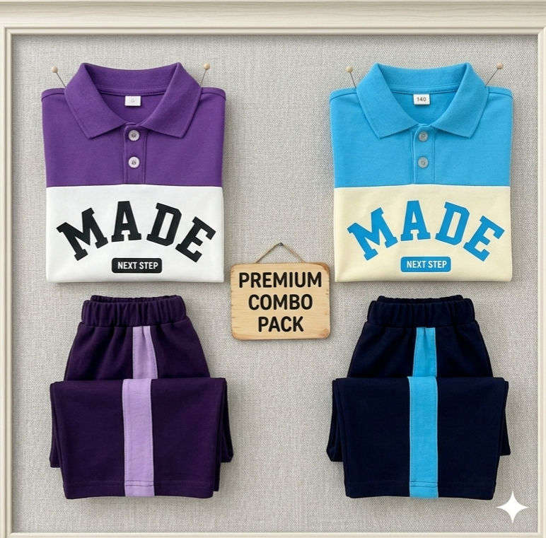 TMF-342 POLO T SHIRT COMBO 2 SET (purple made/sky made)