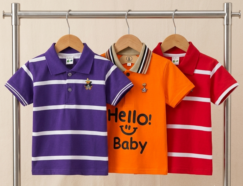 TMF-563 POLO T SHIRT Combo 3pcs-(purple/baby orange/red)