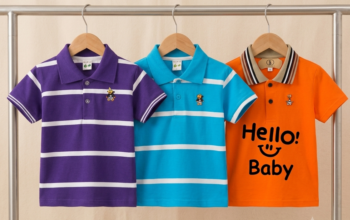 TMF-565 POLO T SHIRT Combo 3pcs-(purple/paste blue/baby orange)