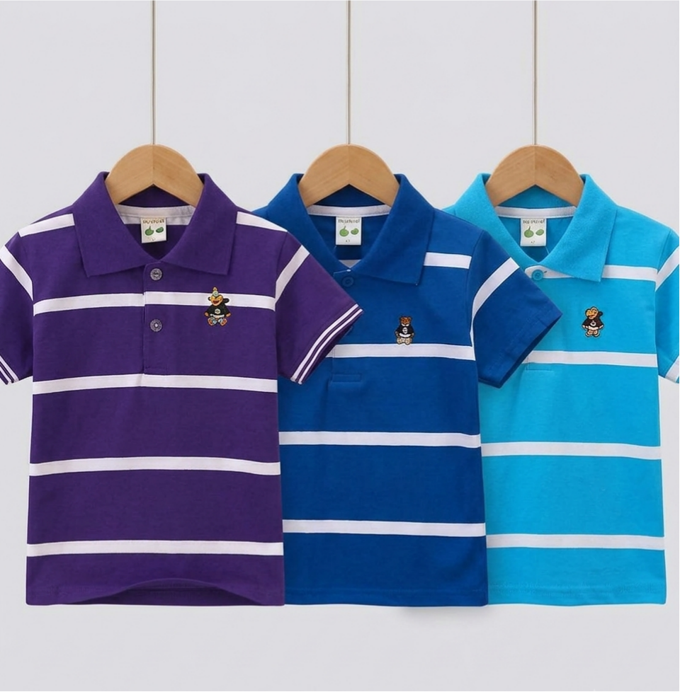 TMF-562 POLO T SHIRT Combo 3pcs-(purple/royal blue/paste blue)