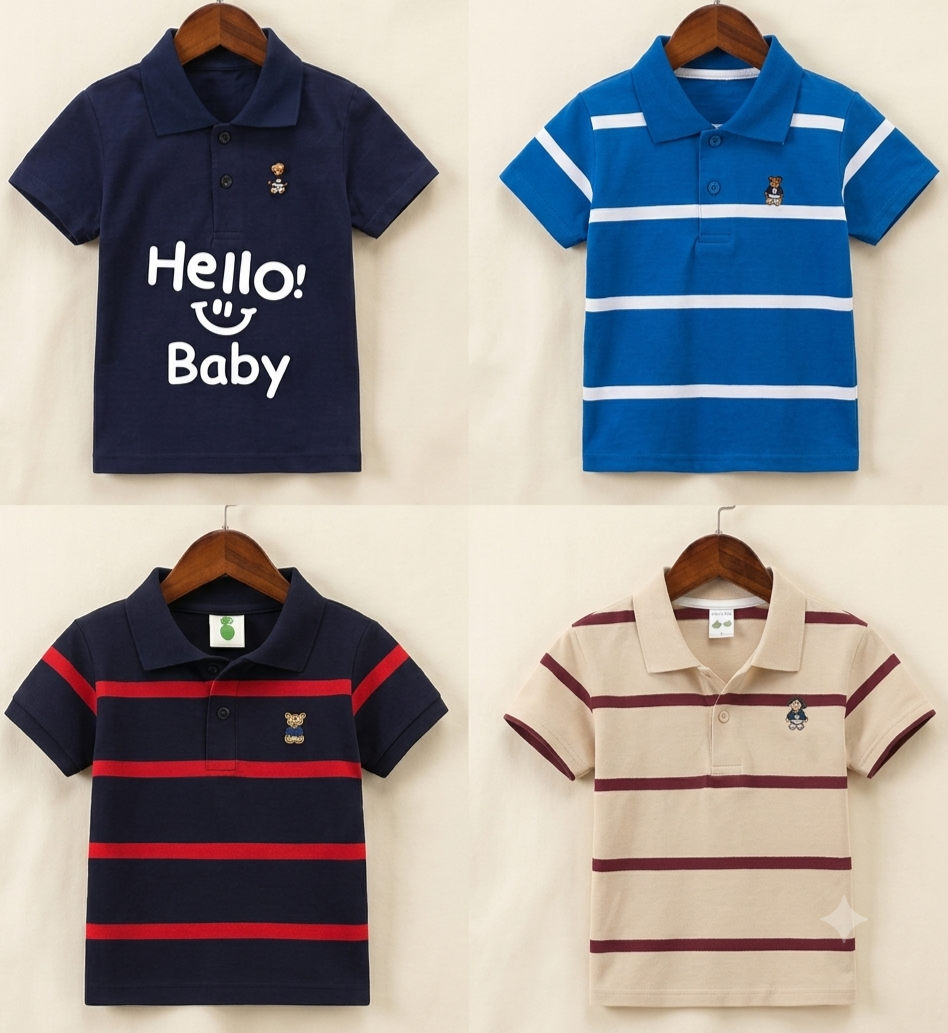 TMF-654 POLO T SHIRT Combo 4pcs-( baby-navy/royal blue/black red/beige )
